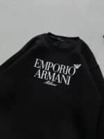 E/A Göğüs Baskılı 3 İplik Oversize Sweatshirt – Siyah - Görsel 3
