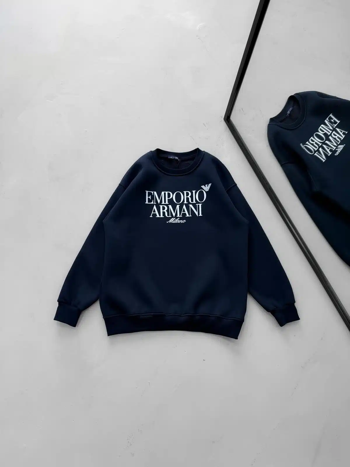 WhatsApp Image 2026-08-31 at 22.39.31 (1) E/A Göğüs Baskılı 3 İplik Oversize Sweatshirt – Lacivert - Görsel 1