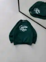 CK Göğüs Baskılı 3 İplik Oversize Sweatshirt – Yeşil