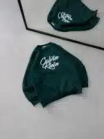 CK Göğüs Baskılı 3 İplik Oversize Sweatshirt – Yeşil - Görsel 2