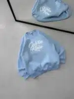CK Göğüs Baskılı 3 İplik Oversize Sweatshirt – Bebe Mavisi - Görsel 2