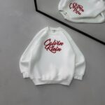 CK Göğüs Baskılı 3 İplik Oversize Sweatshirt – Beyaz