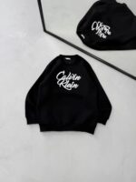 CK Göğüs Baskılı 3 İplik Oversize Sweatshirt – Siyah