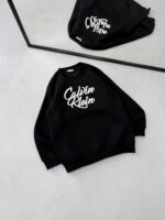 CK Göğüs Baskılı 3 İplik Oversize Sweatshirt – Siyah - Görsel 2