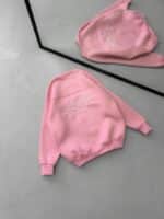ST Göğüs & Sırt Nakışlı 3 İplik Oversize Sweatshirt – Pembe - Görsel 4