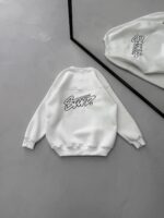 ST Göğüs & Sırt Nakışlı 3 İplik Oversize Sweatshirt – Beyaz - Görsel 3