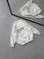 ST Göğüs & Sırt Nakışlı 3 İplik Oversize Sweatshirt – Beyaz - Görsel 4