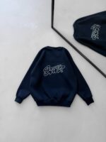 ST Göğüs & Sırt Nakışlı 3 İplik Oversize Sweatshirt – Lacivert - Görsel 3