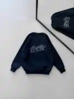 ST Göğüs & Sırt Nakışlı 3 İplik Oversize Sweatshirt – Lacivert - Görsel 3