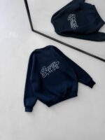 ST Göğüs & Sırt Nakışlı 3 İplik Oversize Sweatshirt – Lacivert - Görsel 4