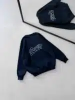 ST Göğüs & Sırt Nakışlı 3 İplik Oversize Sweatshirt – Lacivert - Görsel 4