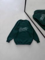 ST Göğüs & Sırt Nakışlı 3 İplik Oversize Sweatshirt – Yeşil - Görsel 4