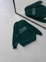 ST Göğüs & Sırt Nakışlı 3 İplik Oversize Sweatshirt – Yeşil - Görsel 3