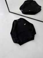 ST Göğüs & Sırt Nakışlı 3 İplik Oversize Sweatshirt – Siyah - Görsel 2