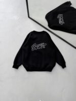 ST Göğüs & Sırt Nakışlı 3 İplik Oversize Sweatshirt – Siyah - Görsel 3