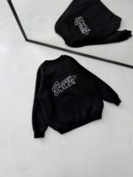 ST Göğüs & Sırt Nakışlı 3 İplik Oversize Sweatshirt – Siyah - Görsel 4