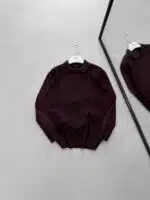Kendinden Örgülü & Desenli Hemşire Yaka Premium Poliamid Triko - Bordo