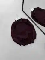 Kendinden Örgülü & Desenli Hemşire Yaka Premium Poliamid Triko - Bordo - Görsel 2