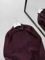 Kendinden Örgülü & Desenli Hemşire Yaka Premium Poliamid Triko - Bordo - Görsel 3