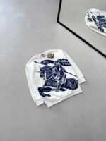 B&B Büyük Göğüs Baskılı 3 İplik Oversize Sweatshirt – Beyaz - Görsel 2