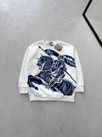 B&B Büyük Göğüs Baskılı 3 İplik Oversize Sweatshirt – Beyaz