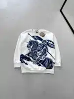 B&B Büyük Göğüs Baskılı 3 İplik Oversize Sweatshirt – Beyaz