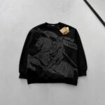 B&B Büyük Göğüs Baskılı 3 İplik Oversize Sweatshirt – Siyah