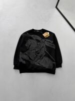B&B Büyük Göğüs Baskılı 3 İplik Oversize Sweatshirt – Siyah