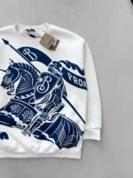 B&B Büyük Göğüs Baskılı 3 İplik Oversize Sweatshirt – Beyaz - Görsel 3
