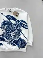 B&B Büyük Göğüs Baskılı 3 İplik Oversize Sweatshirt – Beyaz - Görsel 3