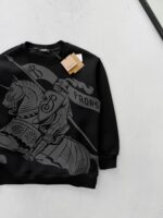 B&B Büyük Göğüs Baskılı 3 İplik Oversize Sweatshirt – Siyah - Görsel 3
