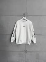 CK Göğüs & Kol Baskılı 3 İplik Oversize Sweatshirt – Beyaz