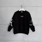CK Göğüs & Kol Baskılı 3 İplik Oversize Sweatshirt – Siyah