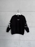 CK Göğüs & Kol Baskılı 3 İplik Oversize Sweatshirt – Siyah