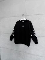 CK Göğüs & Kol Baskılı 3 İplik Oversize Sweatshirt – Siyah - Görsel 5