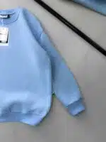 Premium İmzalı Seri Basic 3 İplik Oversize Sweatshirt – Bebe Mavisi - Görsel 3
