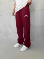 ASFSTUDIOS Lastikli Stoper Paça Baggy 3 İplik Eşofman - Bordo