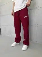 ASFSTUDIOS Lastikli Stoper Paça Baggy 3 İplik Eşofman - Bordo - Görsel 2