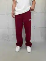ASFSTUDIOS Lastikli Stoper Paça Baggy 3 İplik Eşofman - Bordo - Görsel 3