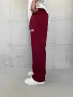 ASFSTUDIOS Lastikli Stoper Paça Baggy 3 İplik Eşofman - Bordo - Görsel 4