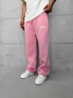 ASFSTUDIOS Lastikli Stoper Paça Baggy 3 İplik Eşofman - Pembe - Görsel 2
