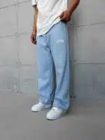 ASFSTUDIOS Lastikli Stoper Paça Baggy 3 İplik Eşofman - Bebe Mavisi - Görsel 2