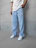 ASFSTUDIOS Lastikli Stoper Paça Baggy 3 İplik Eşofman - Bebe Mavisi