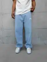 ASFSTUDIOS Lastikli Stoper Paça Baggy 3 İplik Eşofman - Bebe Mavisi - Görsel 3