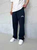 ASFSTUDIOS Lastikli Stoper Paça Baggy 3 İplik Eşofman - Lacivert - Görsel 2