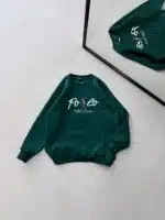 P Göğüs Nakış Detaylı 3 İplik Oversize Sweatshirt – Yeşil