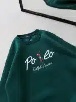 P Göğüs Nakış Detaylı 3 İplik Oversize Sweatshirt – Yeşil - Görsel 4