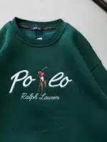 P Göğüs Nakış Detaylı 3 İplik Oversize Sweatshirt – Yeşil - Görsel 2