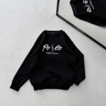 P Göğüs Nakış Detaylı 3 İplik Oversize Sweatshirt – Siyah