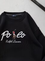 P Göğüs Nakış Detaylı 3 İplik Oversize Sweatshirt – Siyah - Görsel 2